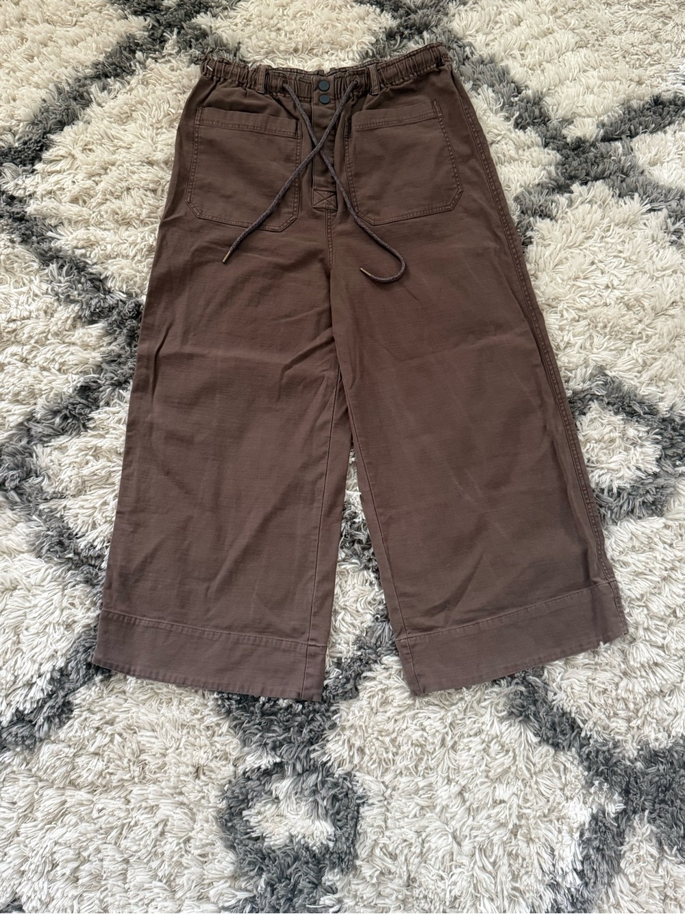 Pilcro Wide Leg Brown Pull-On Crop Pants